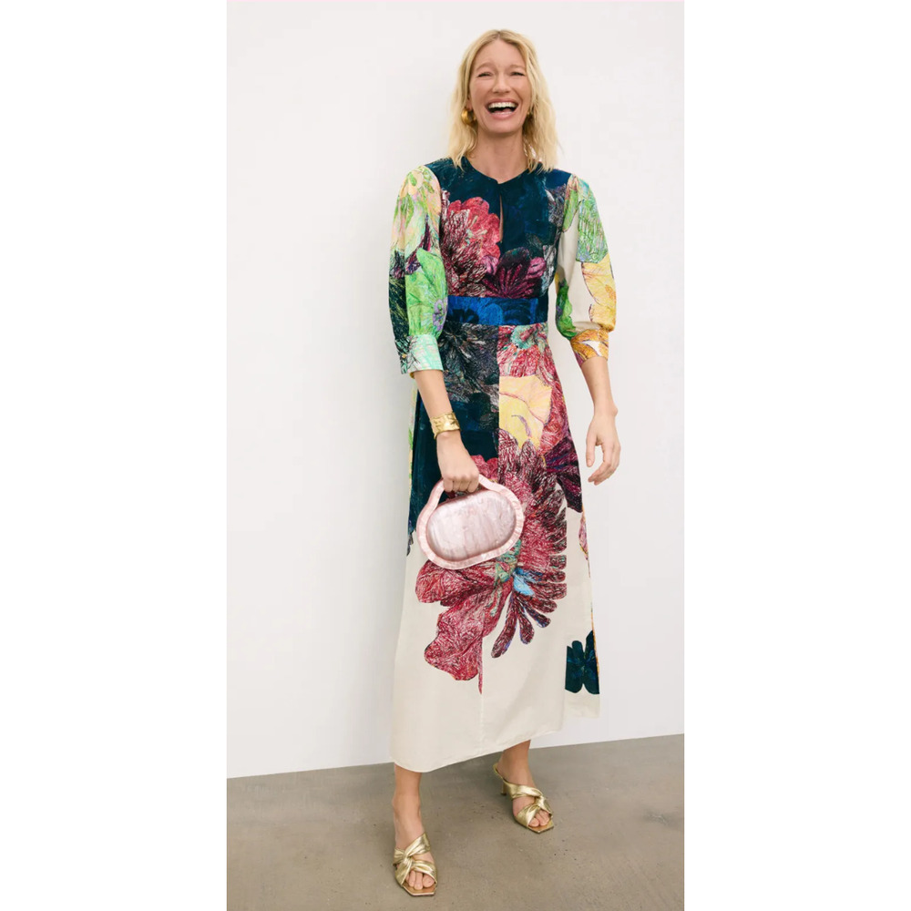 Saaksha & Kinni Daisy Cotton Dress in Multicolored Floral  Size S